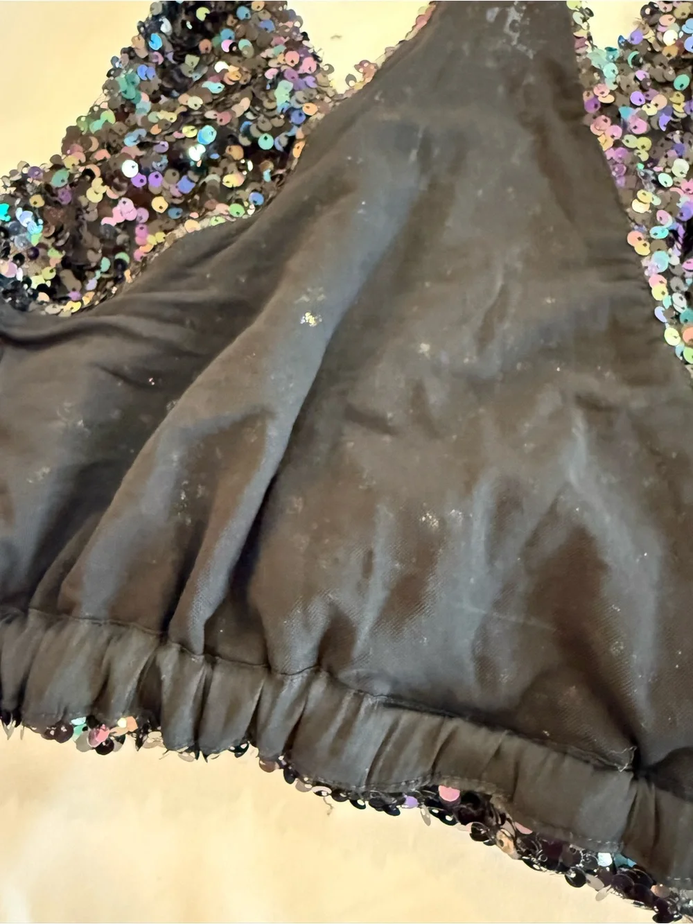 FREE PEOPLE Intimately Big Night Sequin Crop Top -Black Multi - Small - Like New